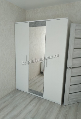 Шкаф Аврора 3-х дверный (Белый/Ателье светлый)