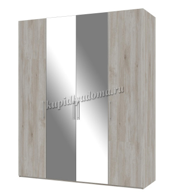 Шкаф Скания комбинированный 4-х дверный с полками и зеркалом (Баттл рок)